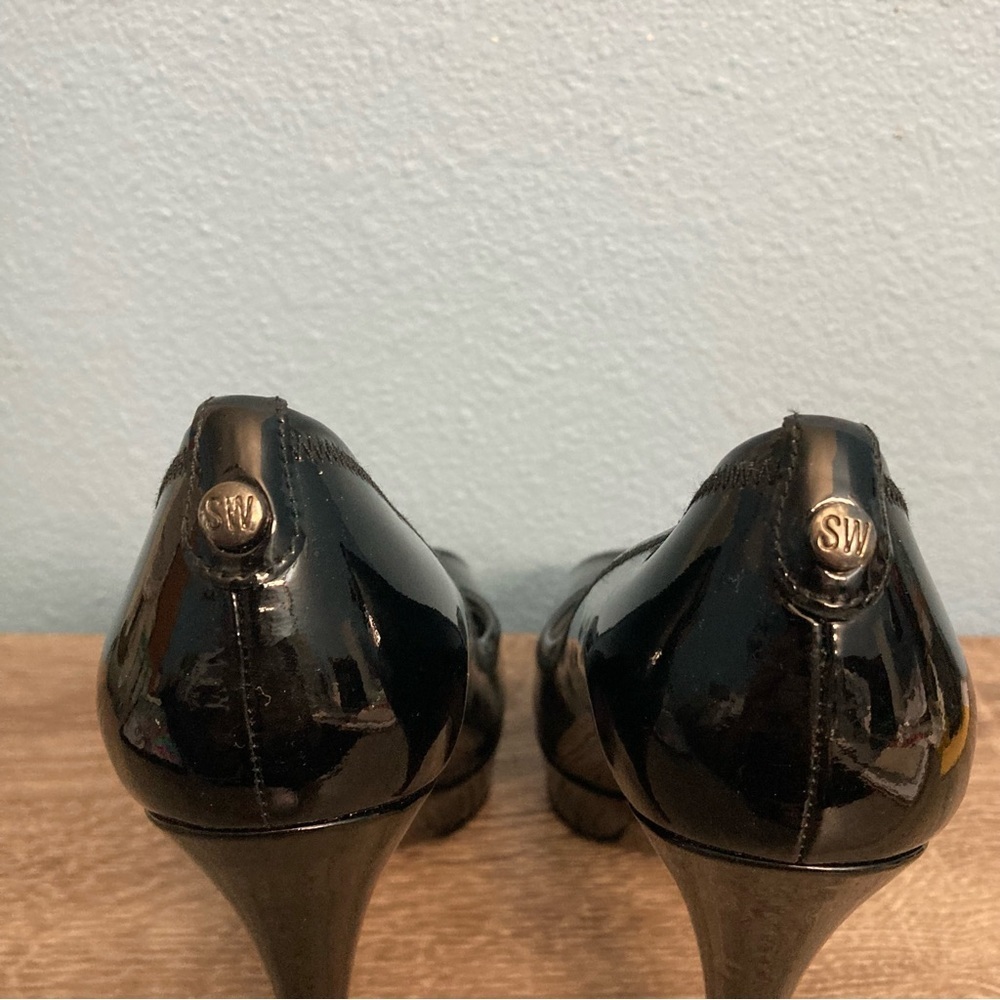 Stuart Weitzman Peep Toe Pump Heels - Black - 7M - Picture 6 of 10